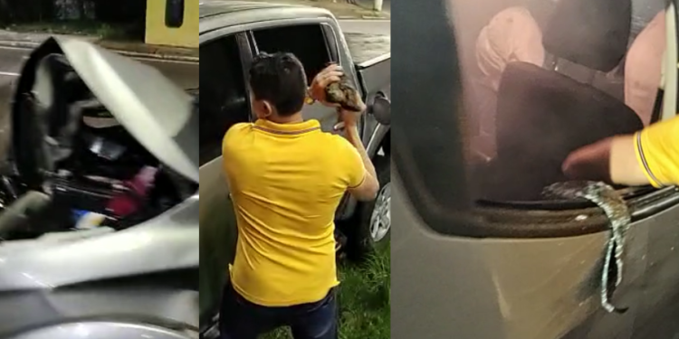 Vídeo mostra desespero para retirar homem de carro que corria risco de pegar fogo em Manaus; veja