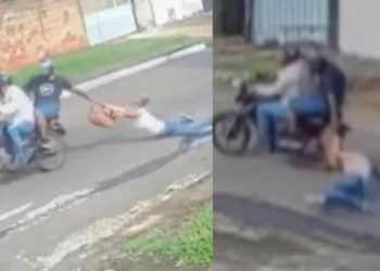 Vídeo: Mulher é arrastada por ladrões em moto após não largar a própria bolsa