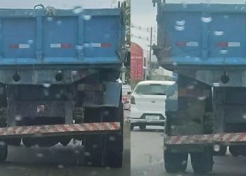 Vídeo mostra caminhão a ponto de perder pneu em plena Torquato Tapajós