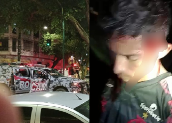 Vídeos: Após fuga e tiros, trio é preso no Centro de Manaus por roubar motorista de aplicativo