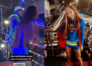 ‘Amei’, diz Adriane Galisteu após Ruivinha de Marte cantar em Salvador com Psirico