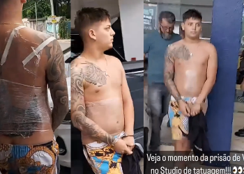 Vídeo mostra momento em que Vittinho Cell é preso durante sessão de tattoo em Manaus; veja