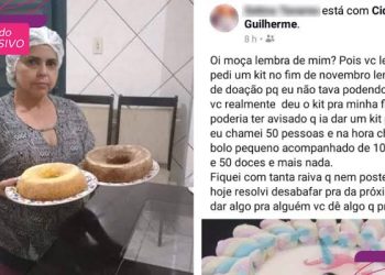 “Chamei 50 pessoas”, mulher ganha doação de kit de bolo e reclama do tamanho