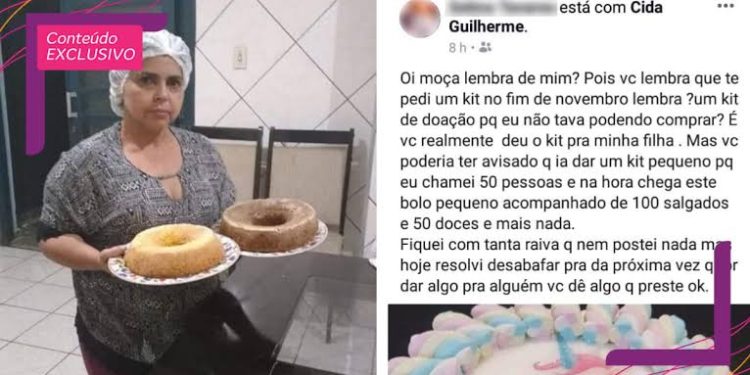“Chamei 50 pessoas”, mulher ganha doação de kit de bolo e reclama do tamanho