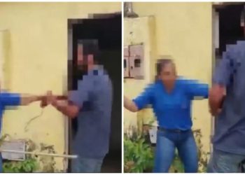 Assista: Mãe espanca homem com barra de metal por ele assediar a filha dela