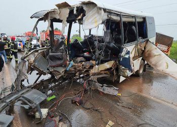 Acidente entre micro-ônibus e caminhão deixa 12 mortos