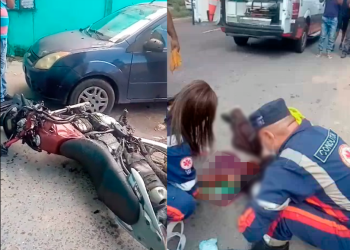 Vídeo: Acidente entre carro e moto deixa motociclista em estado gravíssimo