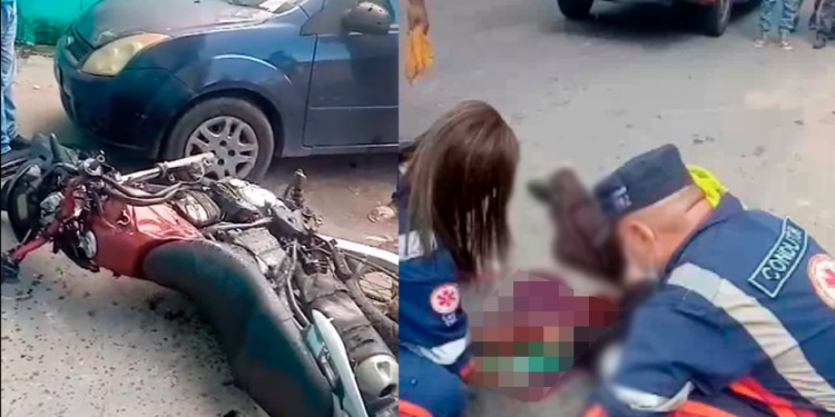 Vídeo: Acidente entre carro e moto deixa motociclista em estado gravíssimo