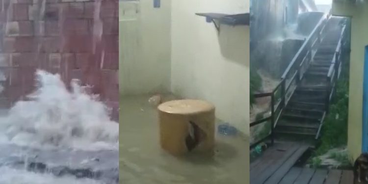 Vídeo: chuva volta a alagar casas e preocupar moradores da zona Leste de Manaus: ‘virou cachoeira’
