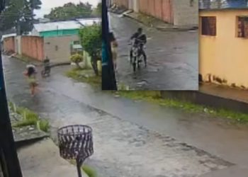 Cuidado mulheres de Manaus: vídeo mostra bandido roubando bolsa de vítima indefesa
