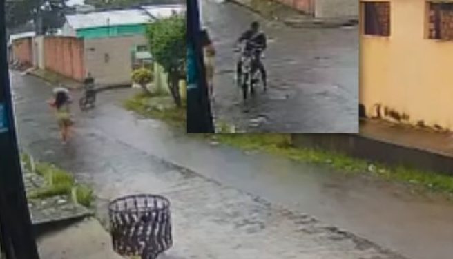 Cuidado mulheres de Manaus: vídeo mostra bandido roubando bolsa de vítima indefesa