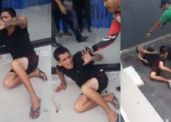 Vídeo: povo pega assaltantes de ônibus pelo colarinho, atira nos criminosos e chama a PM em Manaus