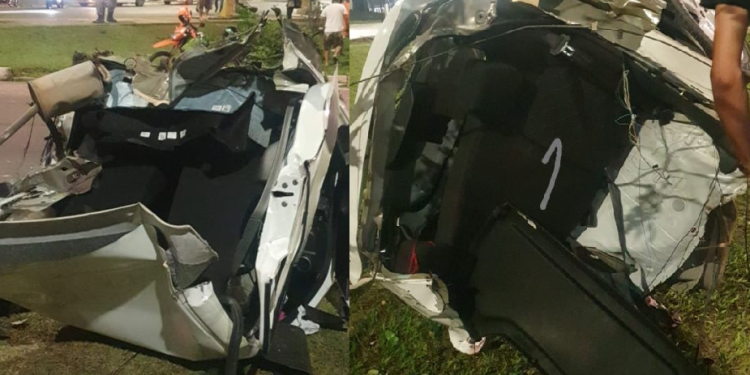 Vídeo: Jovens escapam da morte, mas carro é partido ao meio em acidente em Manaus