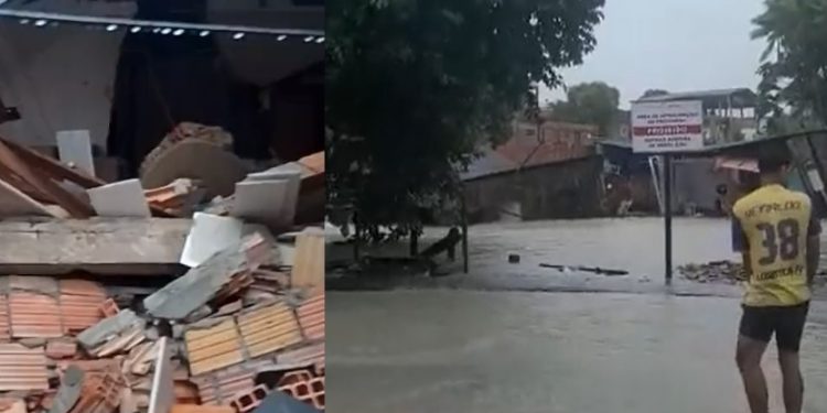 Mulher clama por Jesus enquanto casa é levada pela chuva em Manaus: ‘socorro’