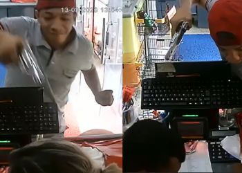 Vídeo: Assaltante agride com arma e rouba com violência atendente de mercadinho em Manaus