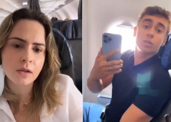 Vídeo: ex-BBB Ana Paula Renault e deputado federal Nikolas Ferreira fazem barraco no avião