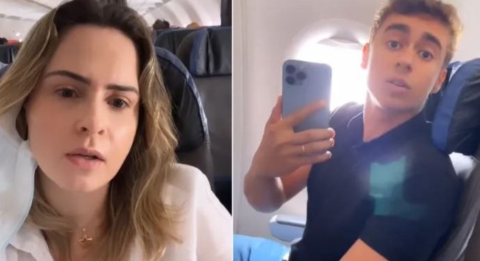 Vídeo: ex-BBB Ana Paula Renault e deputado federal Nikolas Ferreira fazem barraco no avião