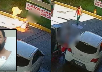 Vídeo mostra frentista ateando fogo em cliente após briga por causa de chave
