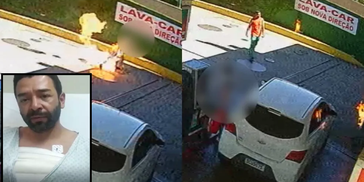 Vídeo mostra frentista ateando fogo em cliente após briga por causa de chave