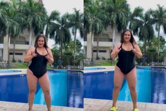 Traída do ‘barraco na Bemol’ faz ‘publi’ da Sheila Cintas usando apenas maiô e alfineta: ‘Ex vacilão’