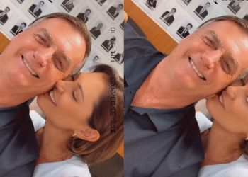 Vídeo: Bolsonaro ganha beijo de Michelle, mas volta com medo do PCC: ‘Lula tirou meus carros blindados’