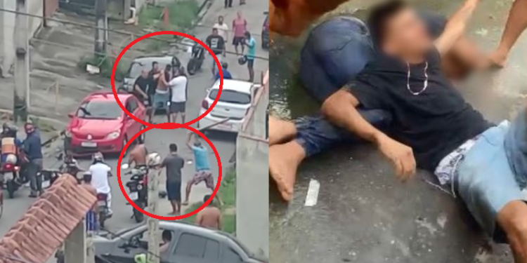 Ladrões apanham de moradores após roubarem policial no Petrópolis: ‘Cadê o telefone?’; vídeo