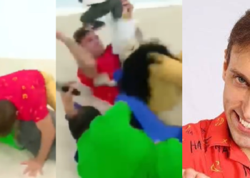 Vídeo: Em Manaus, humorista Léo Lins e ‘Galerito’ vão pra porrada ao vivo na Band Amazonas