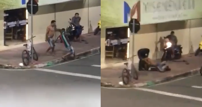Briga de boi? Homens dão chute, soco e pernada em frente de bar no AM: ‘Quem mandou ser doido?’; vídeo