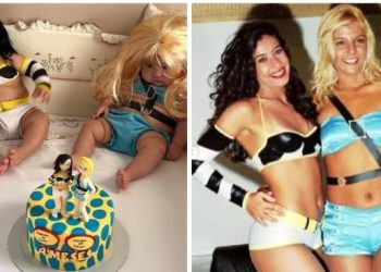 Mãe de gêmeas fantasia filhas de Scheila Carvalho e Carla Perez em ‘mesversário’ de 4 meses