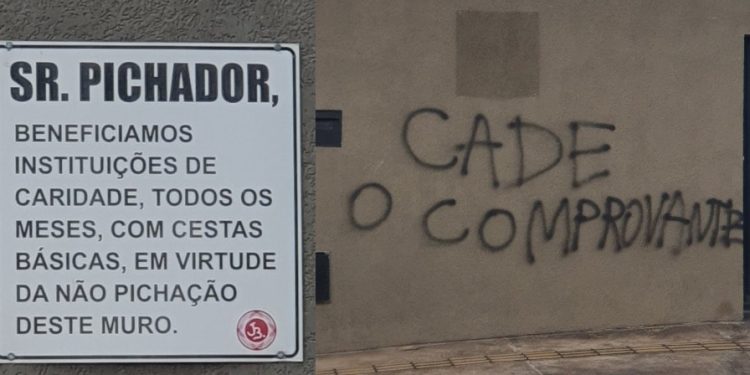 Morador promete doar cestas básicas para se livrar de pichador, que ironiza: ‘cadê o comprovante?’