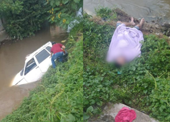 Vídeo: Supostamente bêbado, homem cai com carro e mulher em igarapé de Manaus