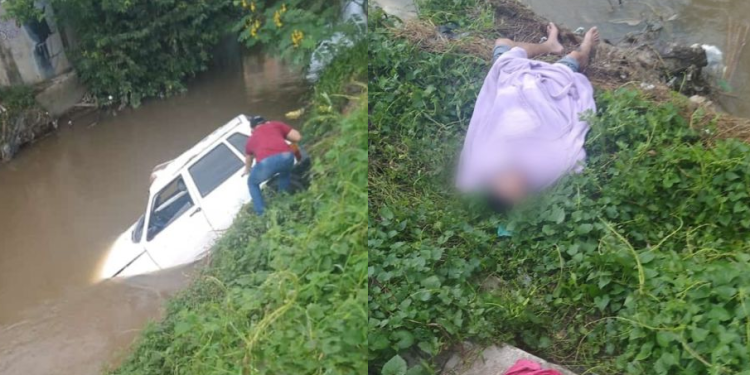 Vídeo: Supostamente bêbado, homem cai com carro e mulher em igarapé de Manaus
