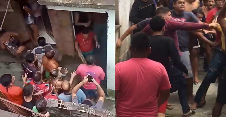 Vídeo: Suspeito de tentar sequestrar menina em Manaus quase é linchado por moradores