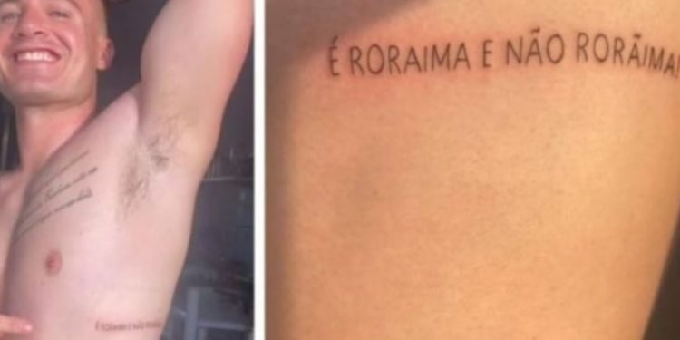 ‘É Roraima e não Rorãima’: tatuagem do gringo apaixonado por x-caboquinho viraliza