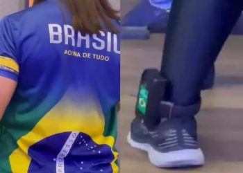Vídeo: mulher enfeita tornozeleira com bandeira do Brasil ao ser libertada por Moraes: ‘sinais do Xandão’