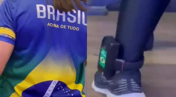 Vídeo: mulher enfeita tornozeleira com bandeira do Brasil ao ser libertada por Moraes: ‘sinais do Xandão’