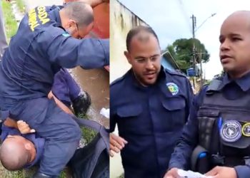 Na lama, guardas municipais rolam na porrada em frente a UBS de Iranduba