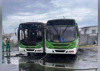 Vídeo: ônibus do transporte público pegam fogo em Manaus