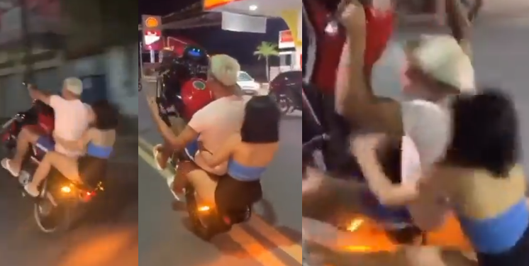 Em Manaus, casal viraliza ao empinar moto e jovem sofrer ‘depilação definitiva’; vídeo