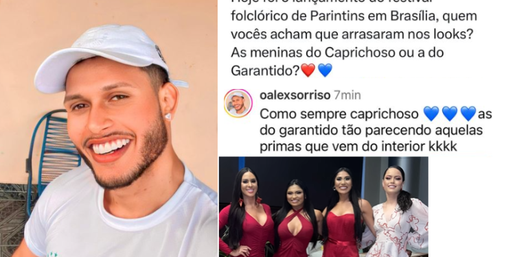 Influenciador Alex Sorriso é chamado de preconceituoso ao chamar itens do Garantido de ‘primas do interior’