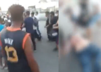 Suposto assaltante é acertado com voadora no rosto durante espancamento no Jorge ‘Texas’; vídeo