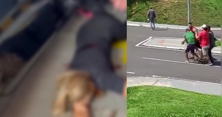 Vídeo mostra mulher de empresário sendo socorrida por homens e carregada até o Delphina Aziz