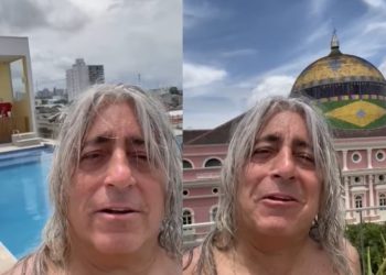Baterista do Scorpions curte piscina em Manaus antes do show: ‘é muito, muito quente’