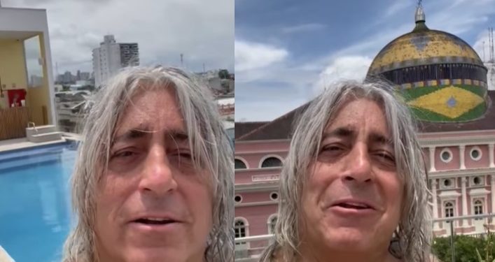 Baterista do Scorpions curte piscina em Manaus antes do show: ‘é muito, muito quente’