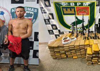 Dupla é presa em Coari com 849 kg de maconha, espingardas e submetralhadora