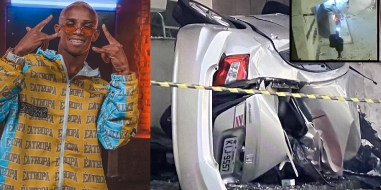 Vídeo mostra MC Biel Xcamoso morrendo em grave acidente de carro após capotamento; veja