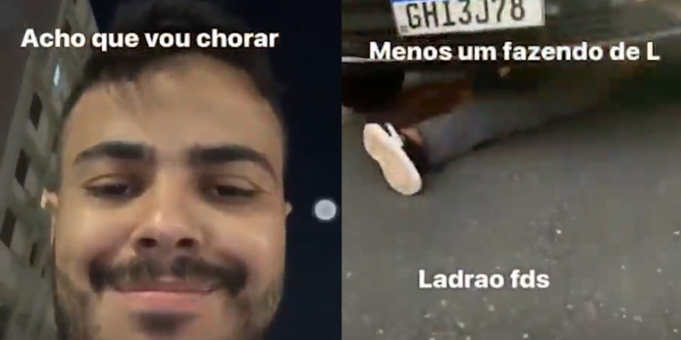 ‘Menos um fazendo L’, diz homem após atropelar suspeito de furto de celular; vídeo