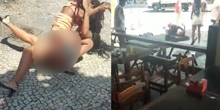 ‘Esse velho não é teu’, diz mulher enquanto dá sapatadas na cara de ciumenta em restaurante