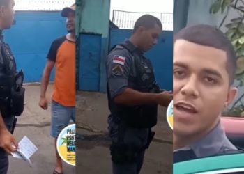 Vídeo: policial ameaça cidadão na Ponta Negra e diz ‘fod*-se” para mulher que grava a cena