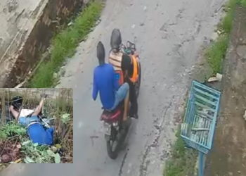 Vídeo mostra exato momento que mototaxista despenca de barranco e passageiro morre